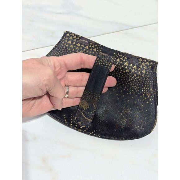 Vintage Black Silver Gold with Inside Mirror Fabric Evening Belt Bag - Picture 4 of 7